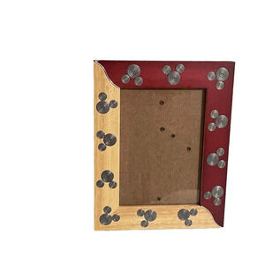Disney Wooden Photo Picture Frame Mickey Head Inlay Swirls 5x7 in Box
